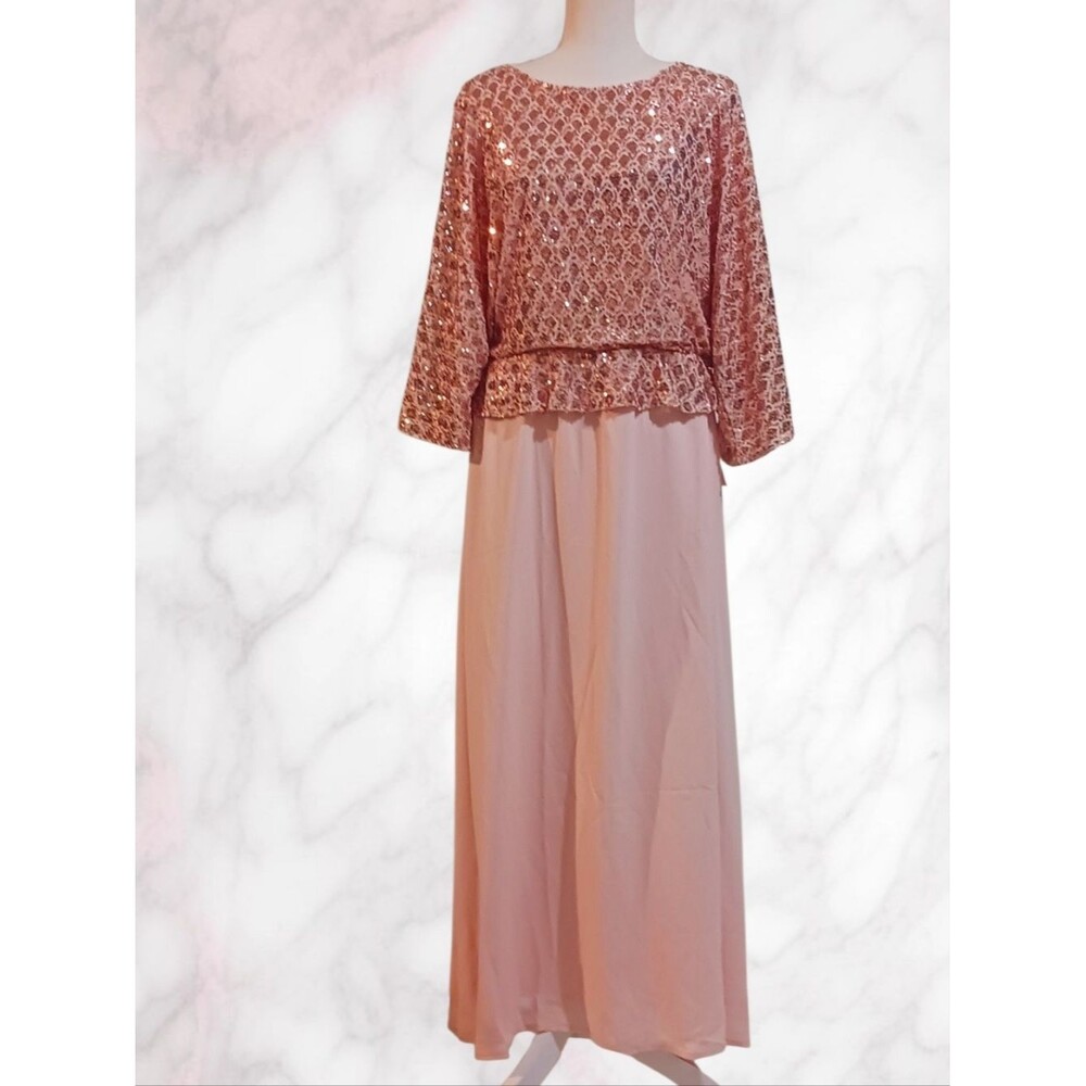 Grace Karin Mother Of The Bride Wedding Dress Pink Sequin Bodice Maxi 2XL NWT